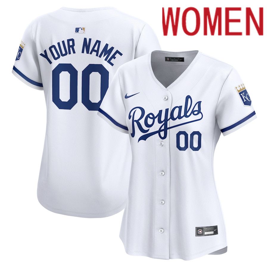 Women Kansas City Royals Nike White Home Limited Custom MLB Jersey->customized mlb jersey->Custom Jersey